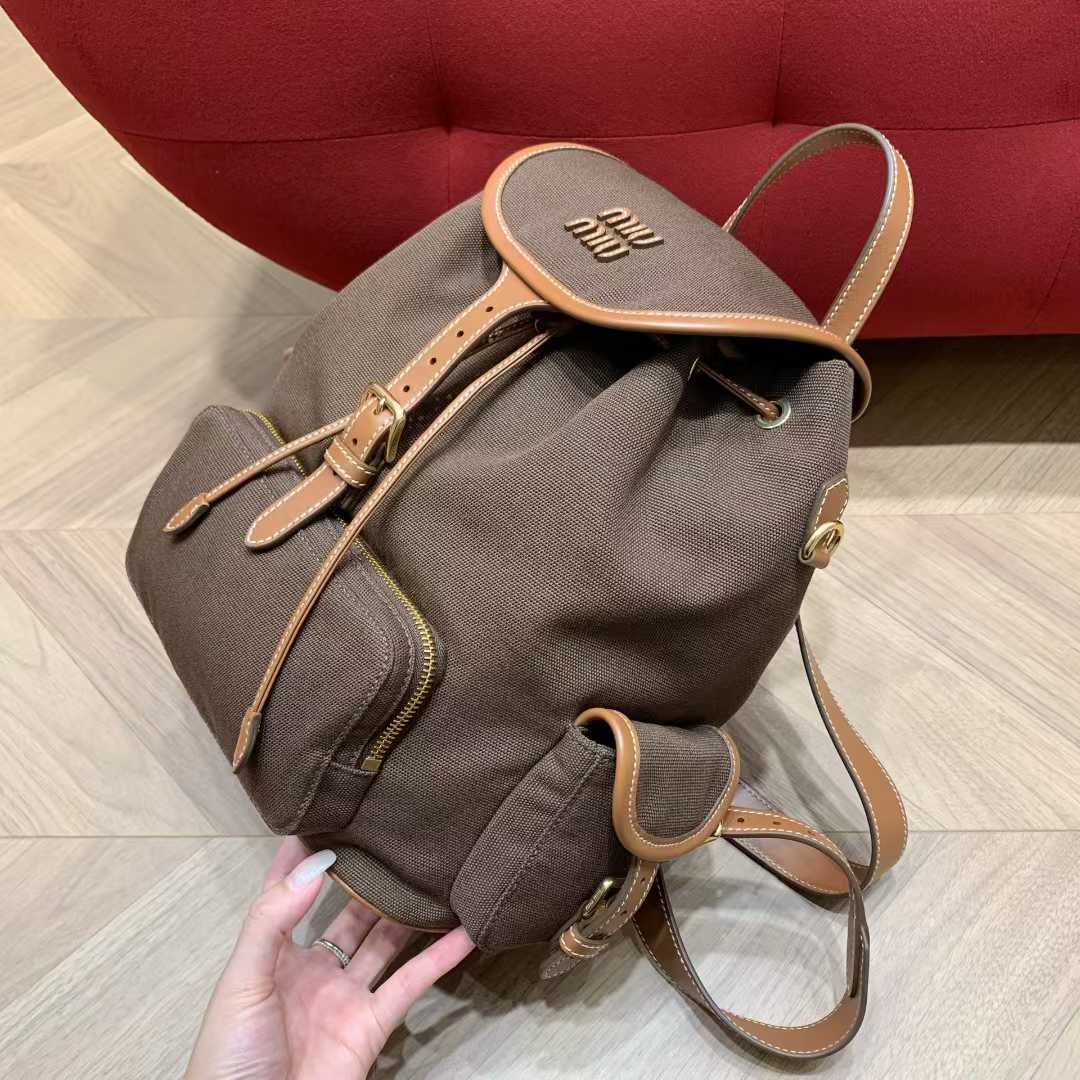 Miu Miu Canvas and leather backpack view 7