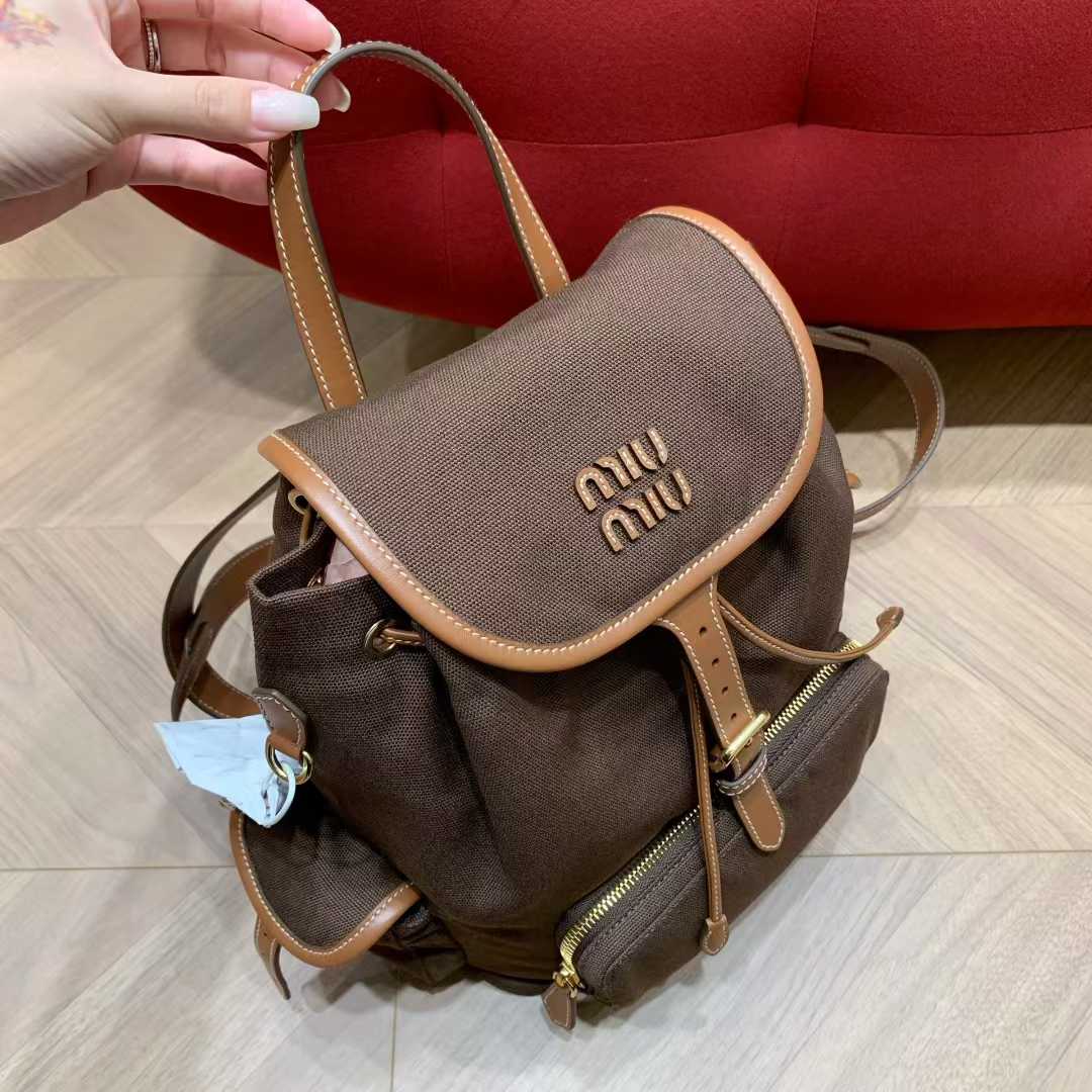 Miu Miu Canvas and leather backpack view 9