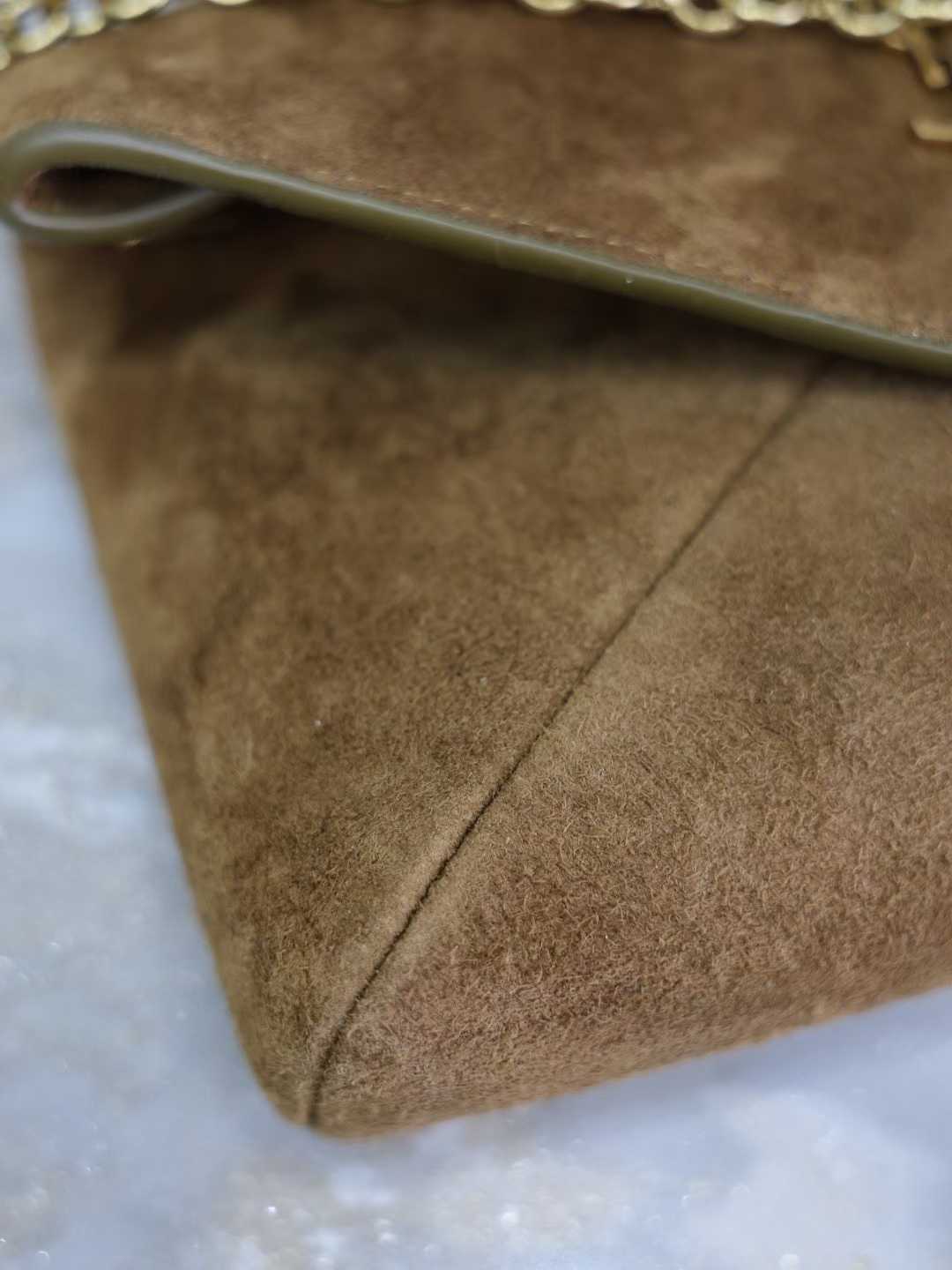 Saint Laurent CASSANDRE pouch on chain in suede view 6