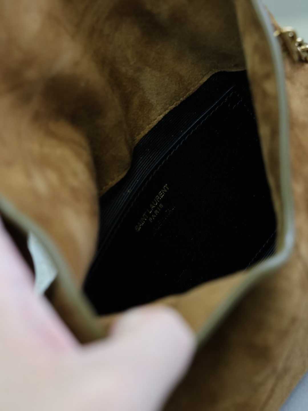 Saint Laurent CASSANDRE pouch on chain in suede view 8