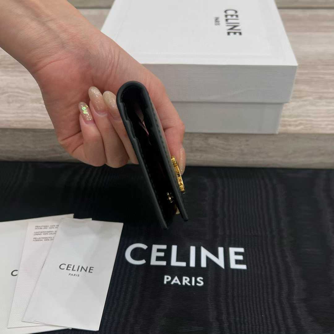 Celine BI-FOLD CARD HOLDER IN Shiny calfskin view 6