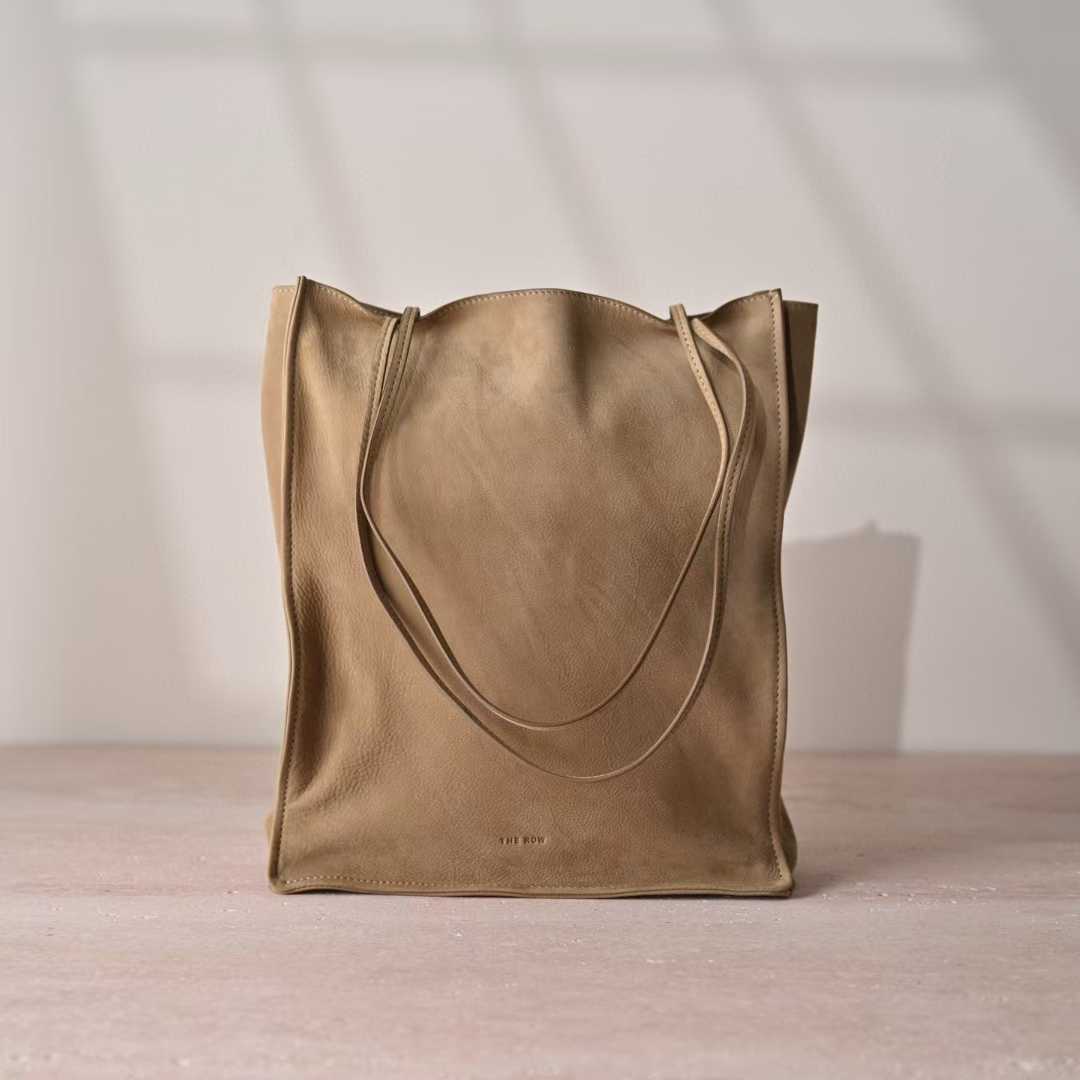 The Row To Go Tote Front suede view 10