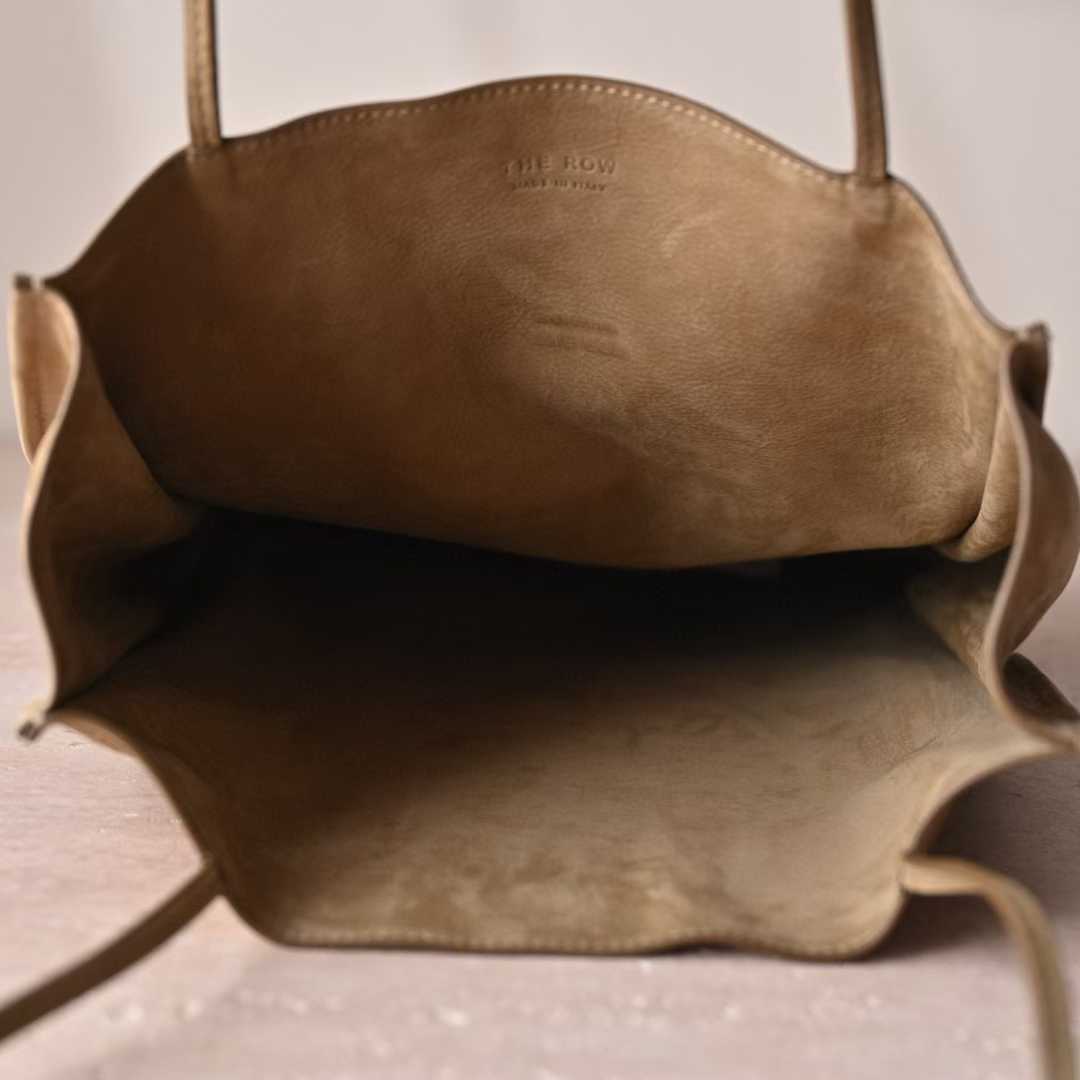 The Row To Go Tote Front suede view 16