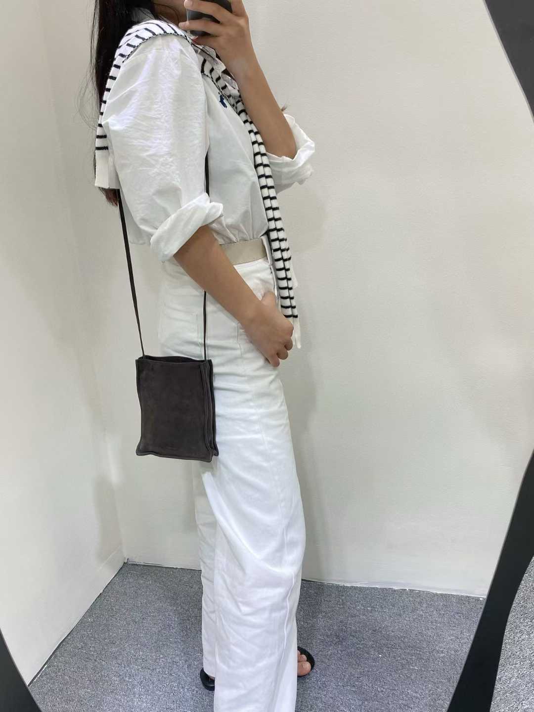 The Row To Go Tote Front suede view 28