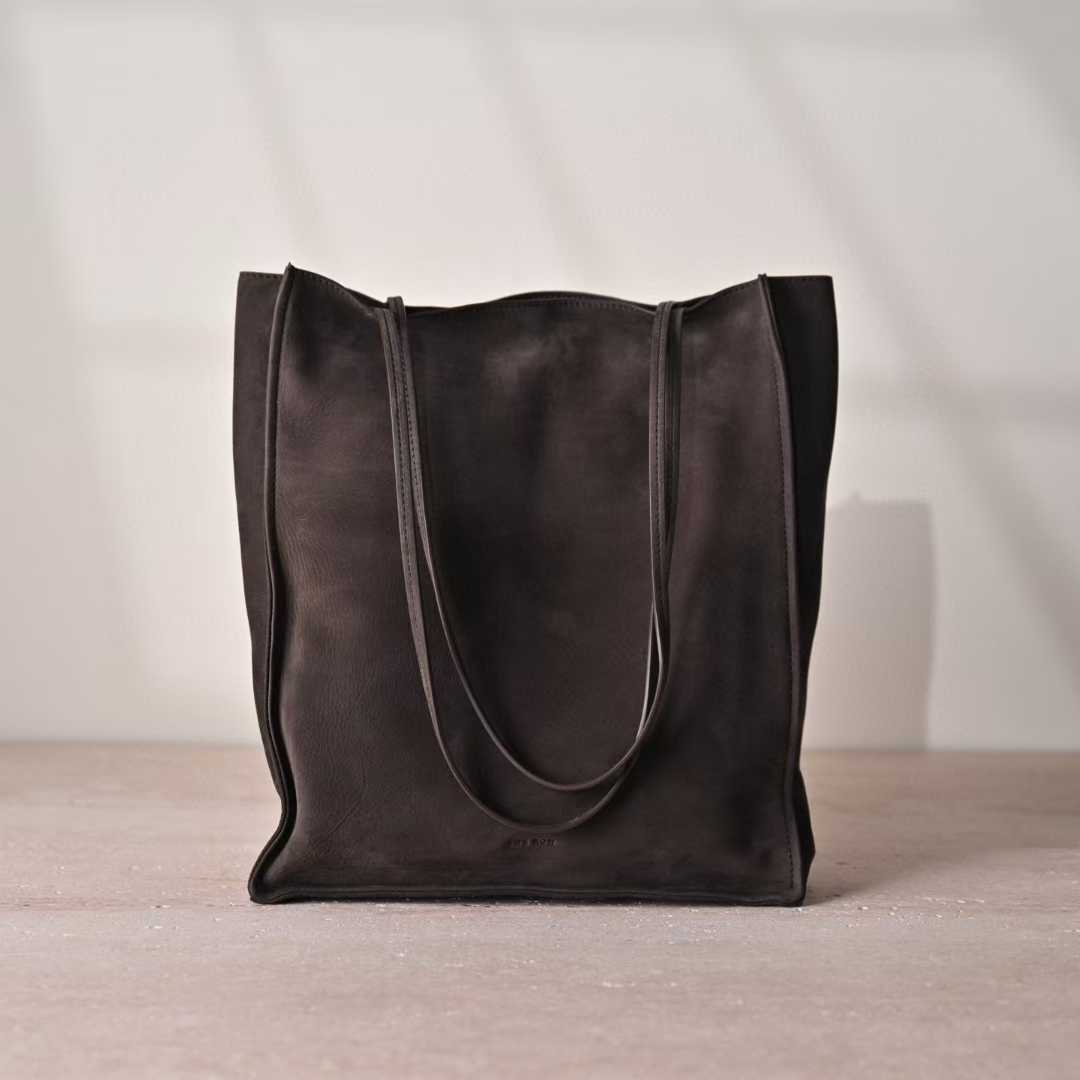 The Row To Go Tote Front suede view 30