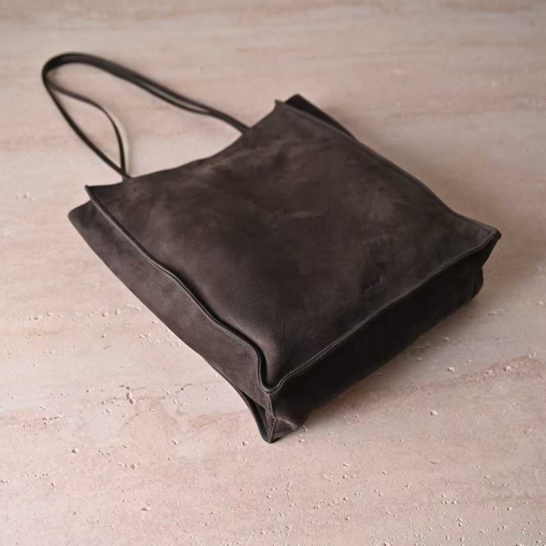 The Row To Go Tote Front suede view 32