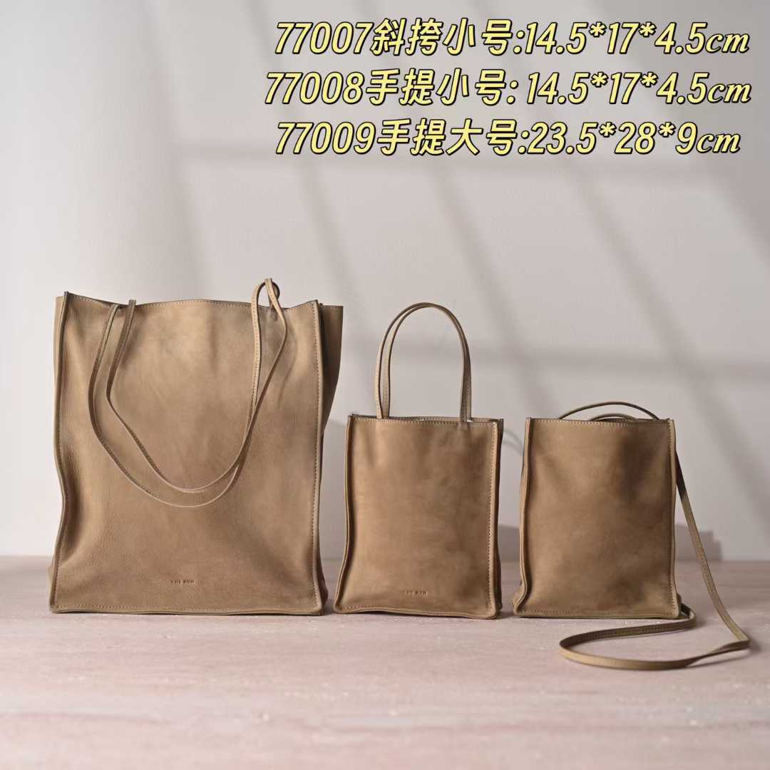 The Row To Go Tote Front suede view 34