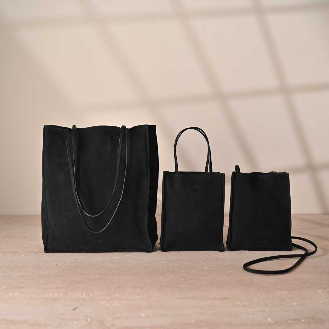 The Row To Go Tote Front suede view 35