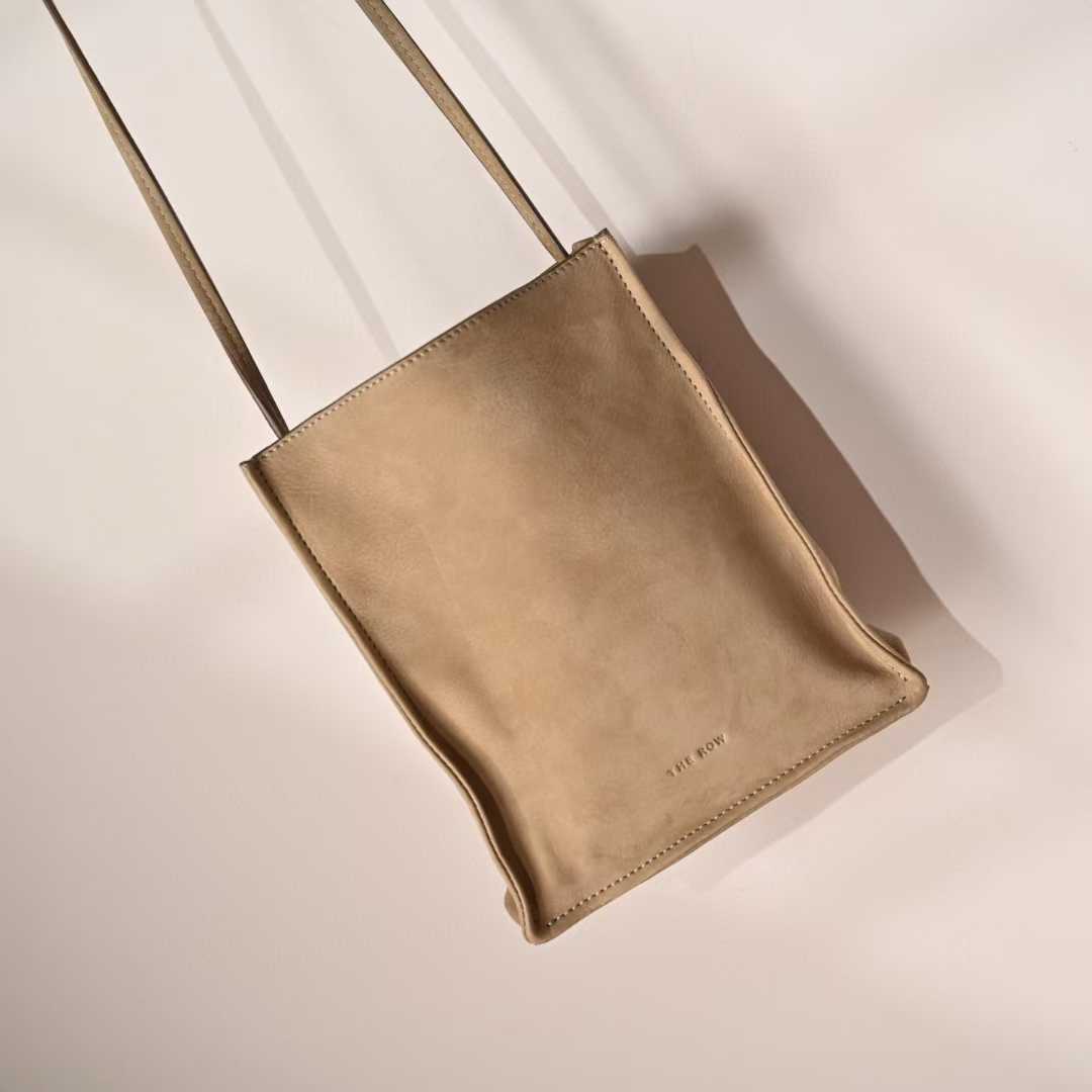 The Row To Go Tote Front suede view 8
