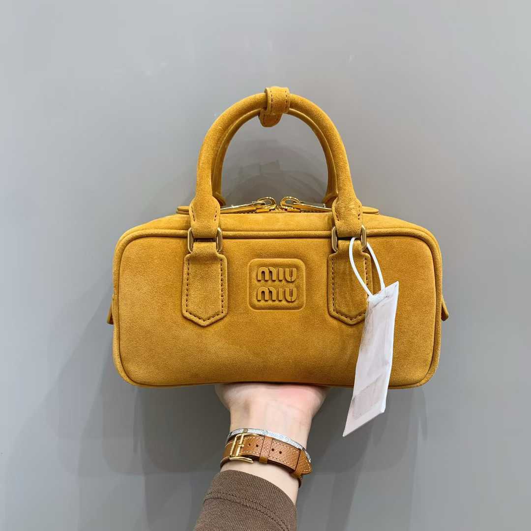 Miu Miu Arcadie padded suede top-handle bag view 1