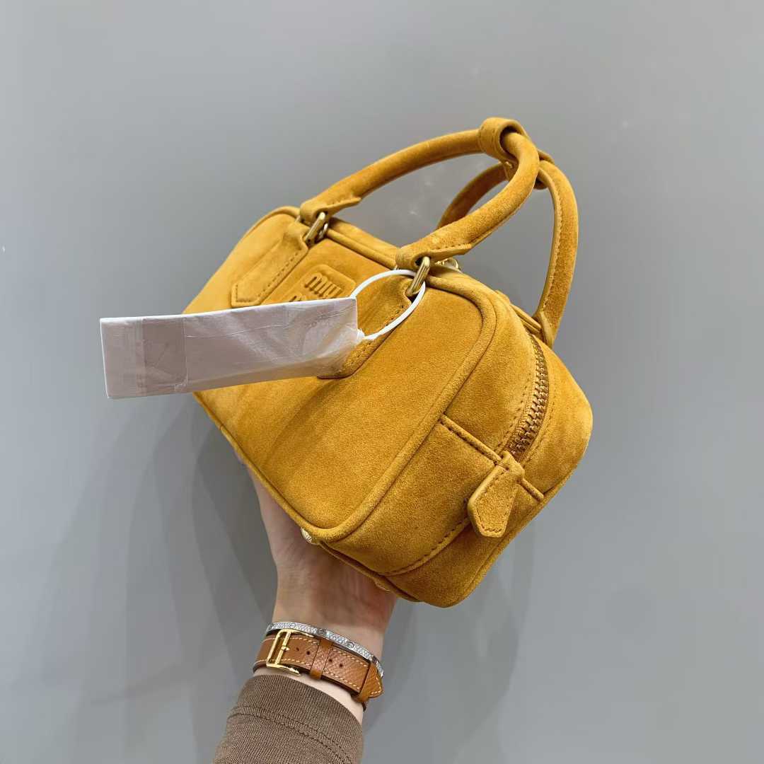 Miu Miu Arcadie padded suede top-handle bag view 3