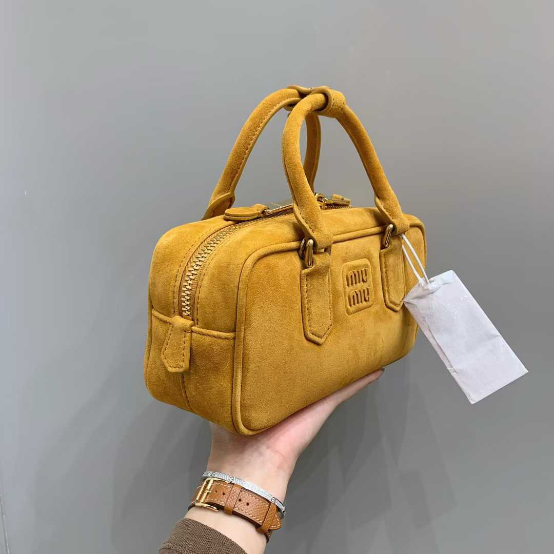 Miu Miu Arcadie padded suede top-handle bag view 6