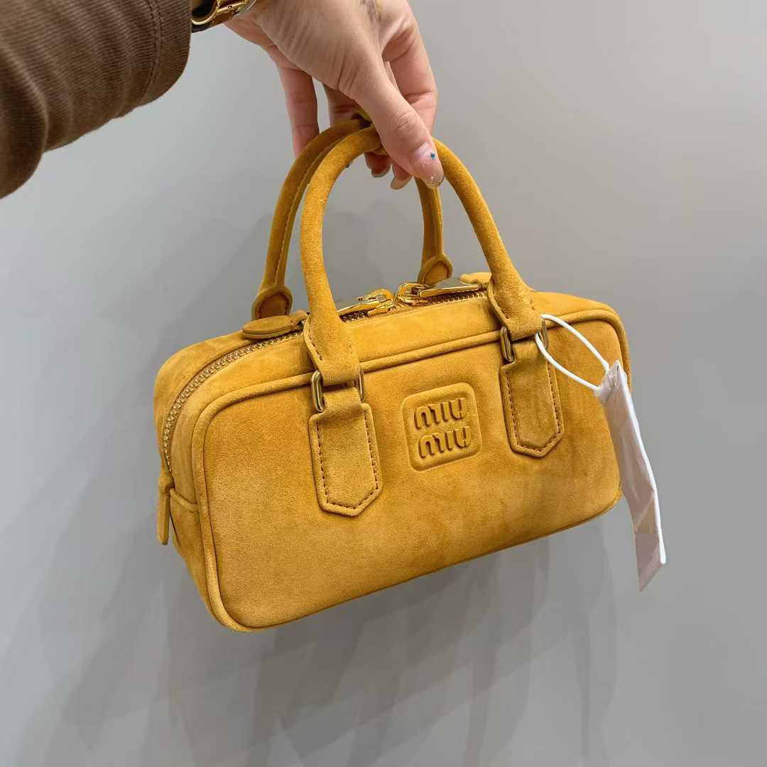 Miu Miu Arcadie padded suede top-handle bag view 7