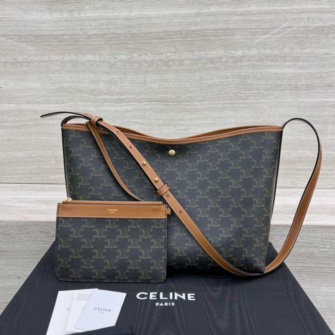 Celine SOFT SHOPPER BAG IN Triomphe Canvas and Calfskin view 1