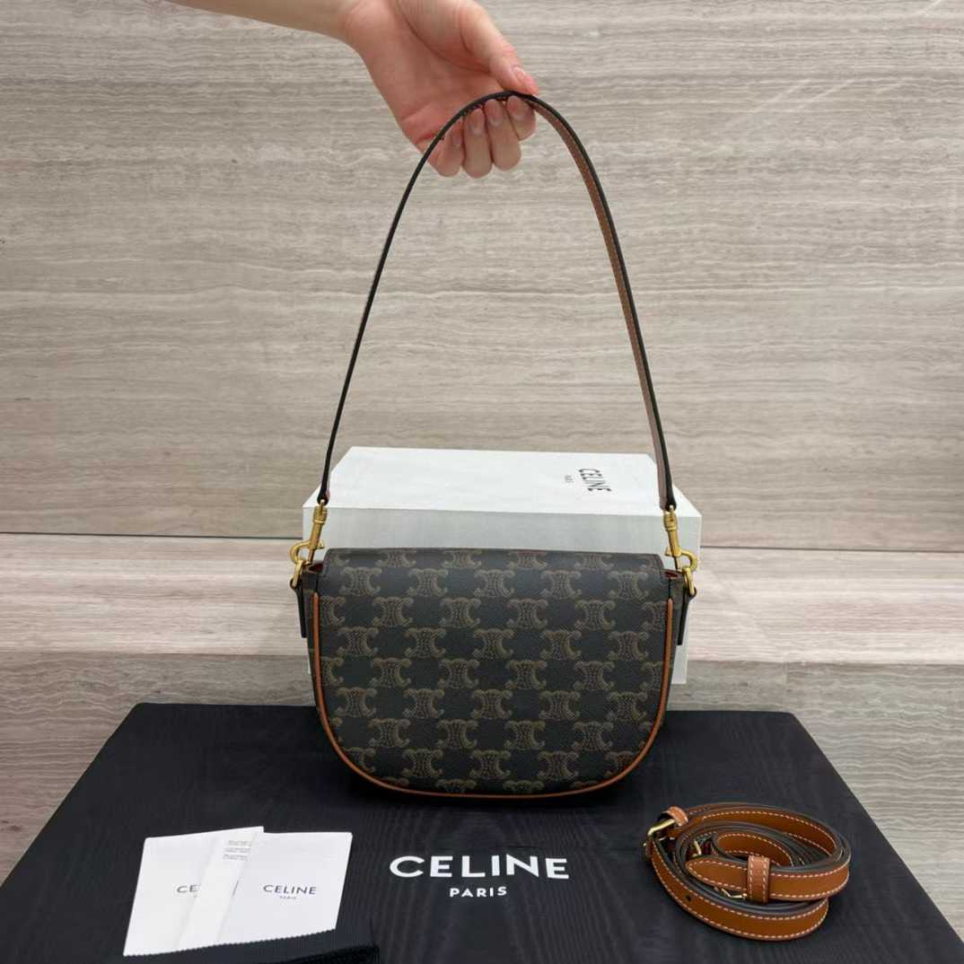 Celine FOLCO SHOULDER BAG IN Triomphe Canvas and Calfskin view 2