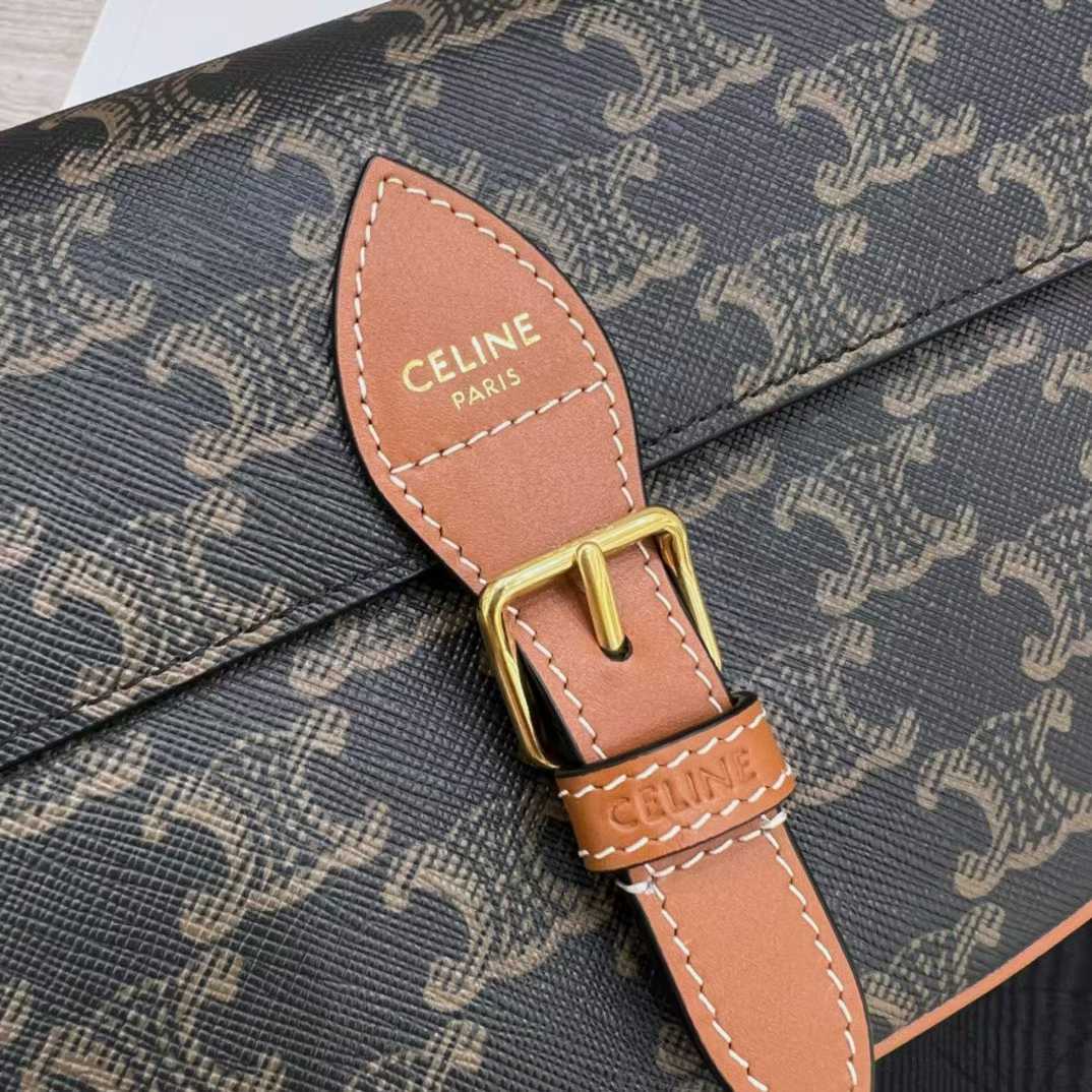 Celine FOLCO SHOULDER BAG IN Triomphe Canvas and Calfskin view 6