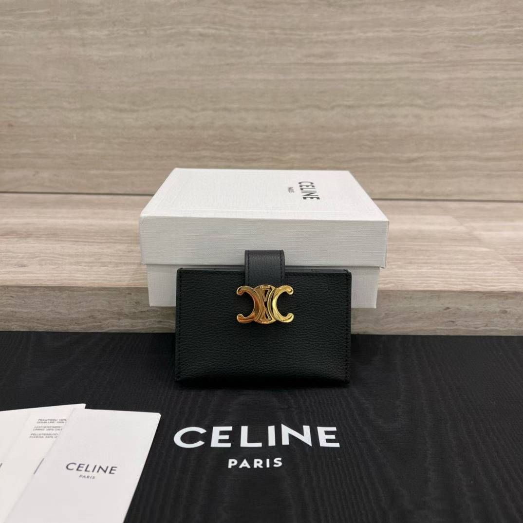 Celine Accordeon Card Holder Nino In Supple Grained Calfskin view 1