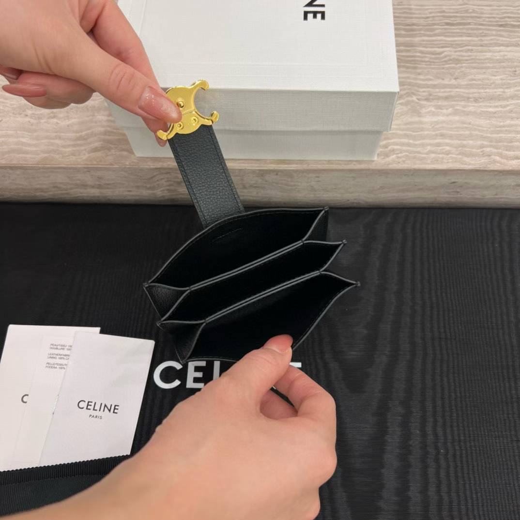 Celine Accordeon Card Holder Nino In Supple Grained Calfskin view 3