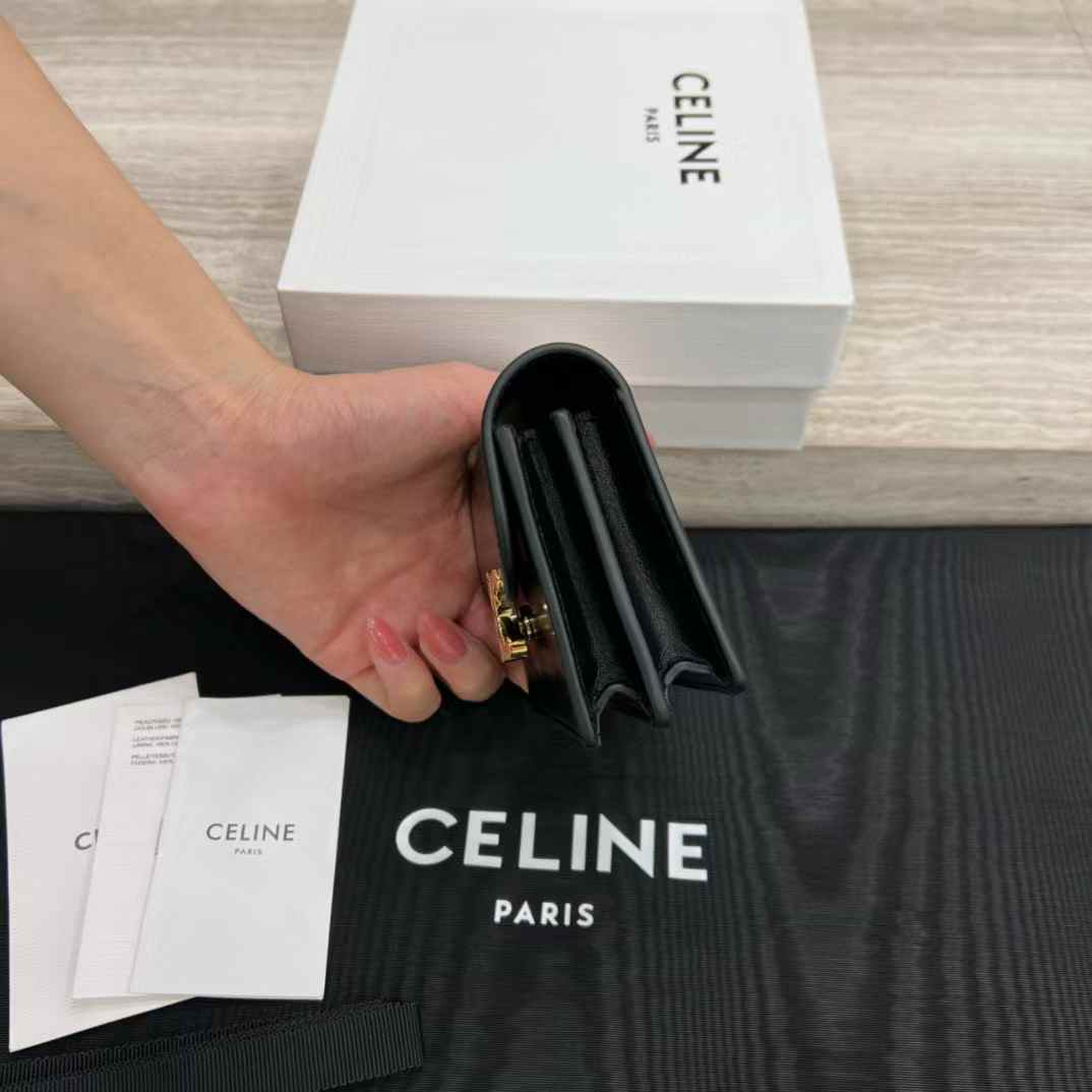 Celine Business Card Holder Triomphe In Shiny Calfskin view 2