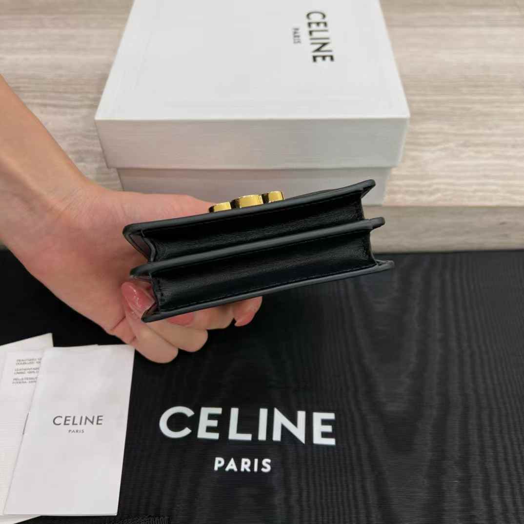 Celine Business Card Holder Triomphe In Shiny Calfskin view 5