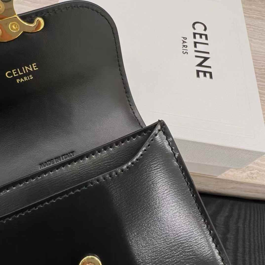 Celine Business Card Holder Triomphe In Shiny Calfskin view 8