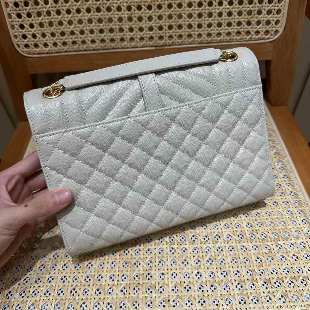 Saint Laurent envelope medium in quilted grain de poudre embossed leather view 2