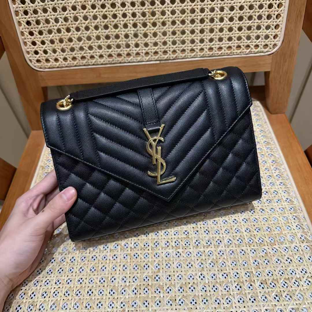 Saint Laurent envelope quilted grain de poudre embossed leather view 1