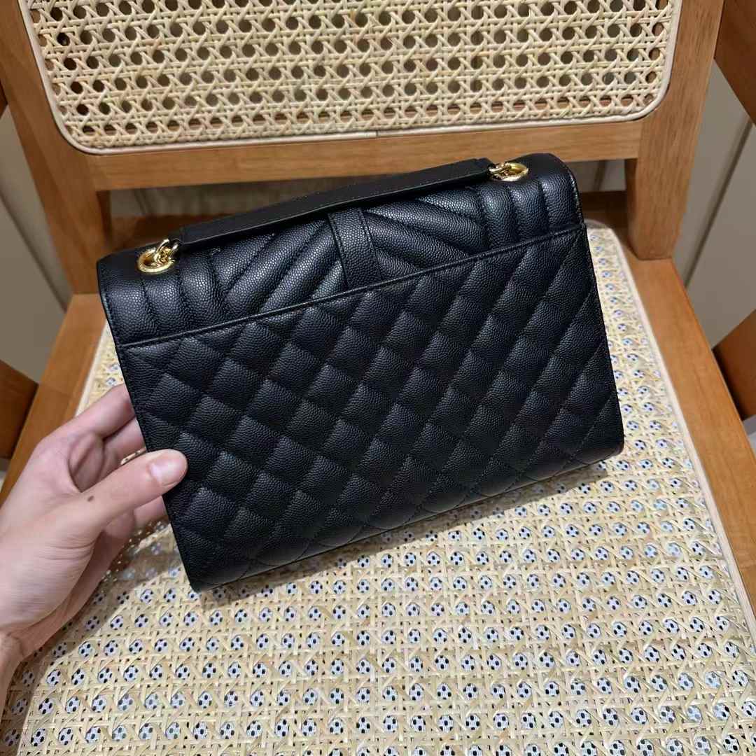 Saint Laurent envelope quilted grain de poudre embossed leather view 2