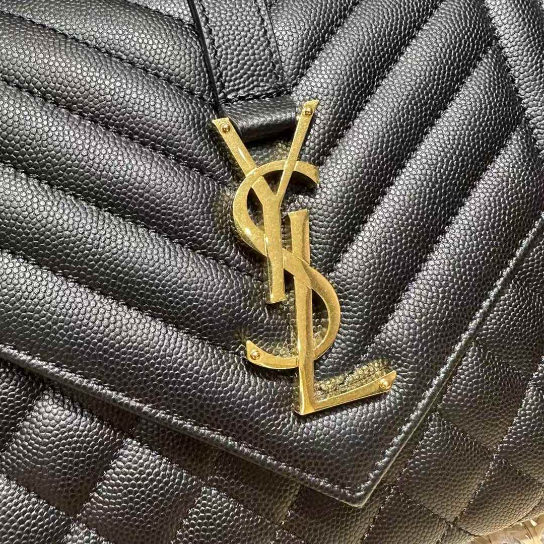 Saint Laurent envelope quilted grain de poudre embossed leather view 3