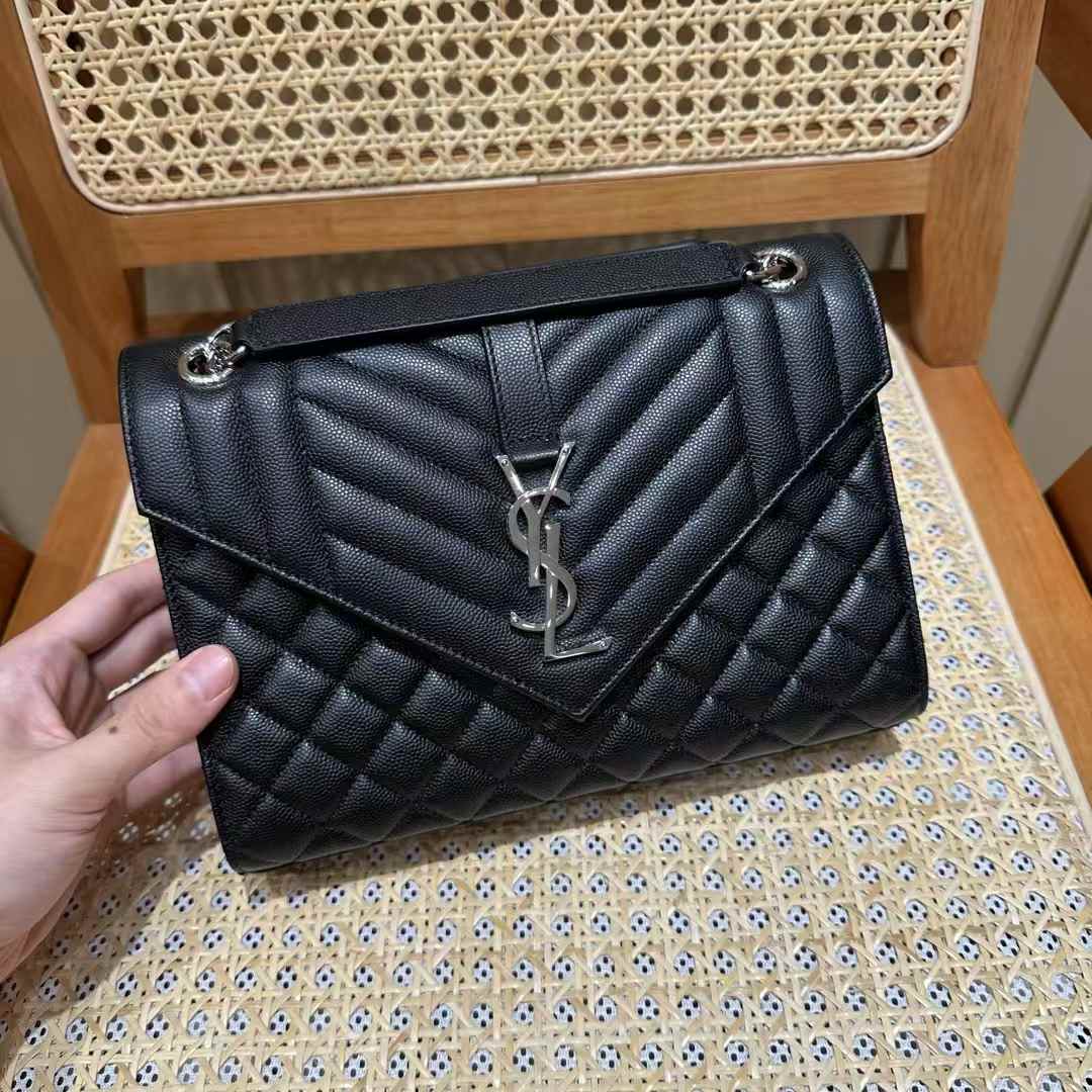 Saint Laurent envelope quilted grain de poudre embossed leather view 1