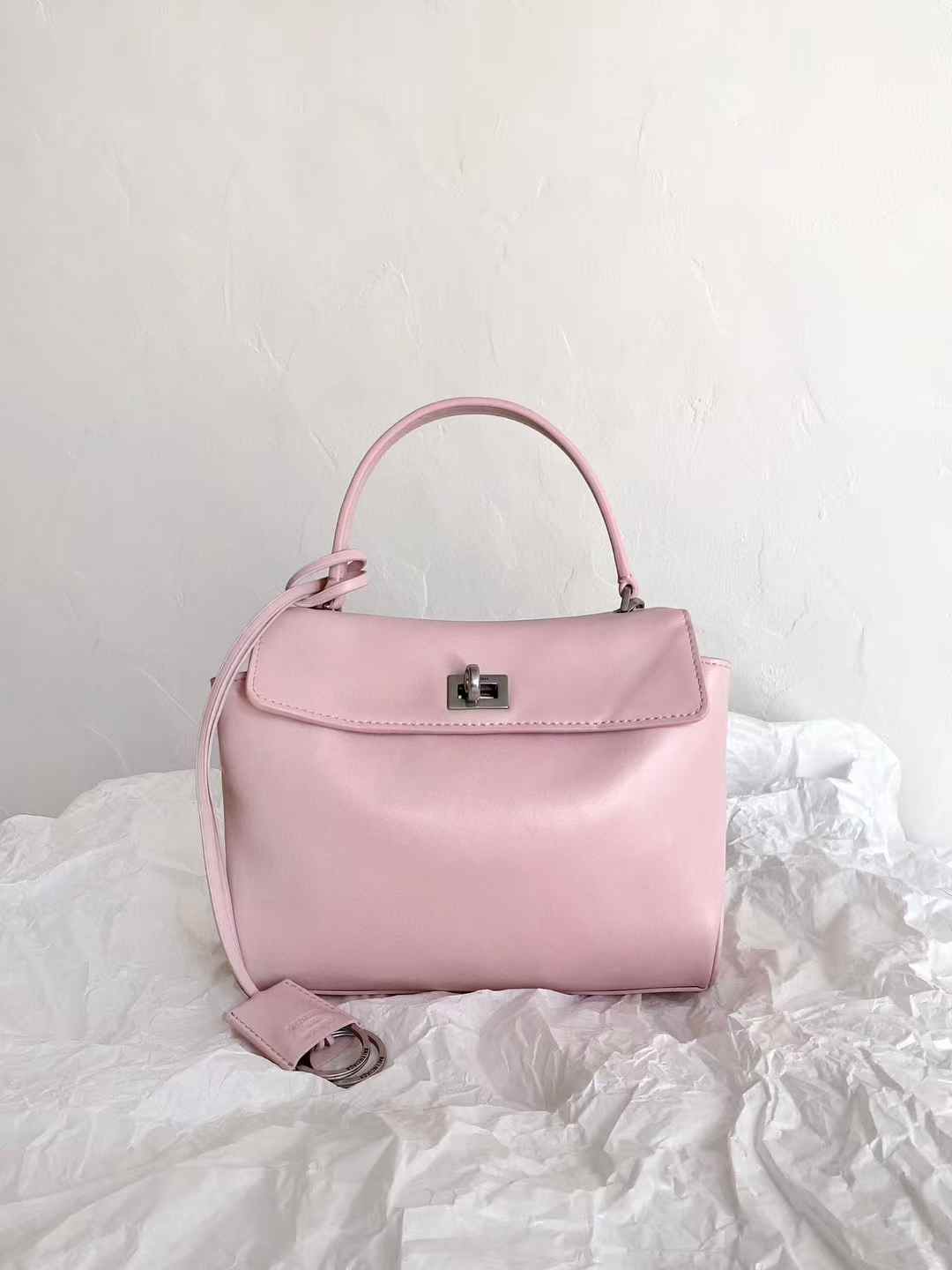 Balenciaga Women’s Rodeo Handbag Mini in Suede Pink view 2