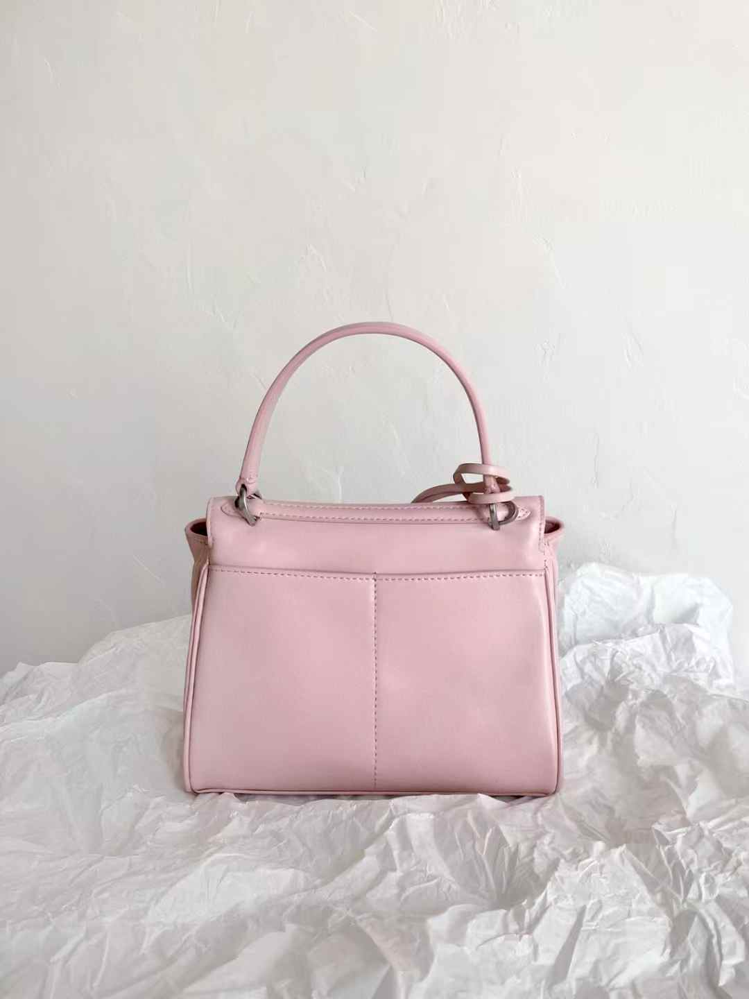 Balenciaga Women’s Rodeo Handbag Mini in Suede Pink view 3
