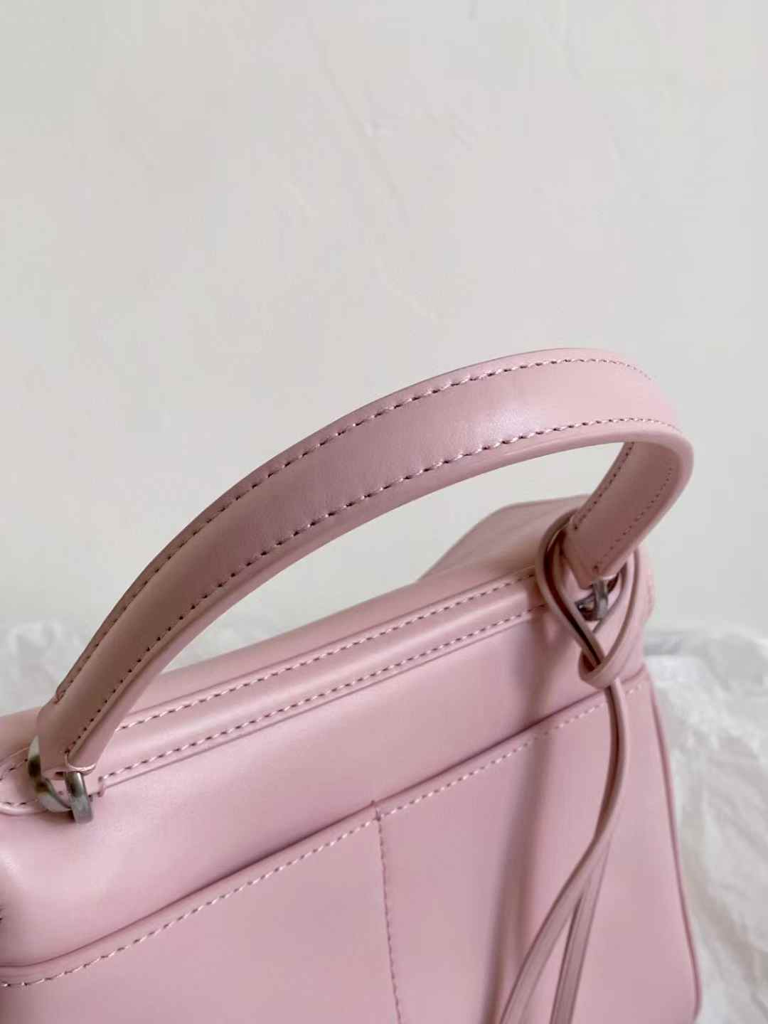 Balenciaga Women’s Rodeo Handbag Mini in Suede Pink view 7