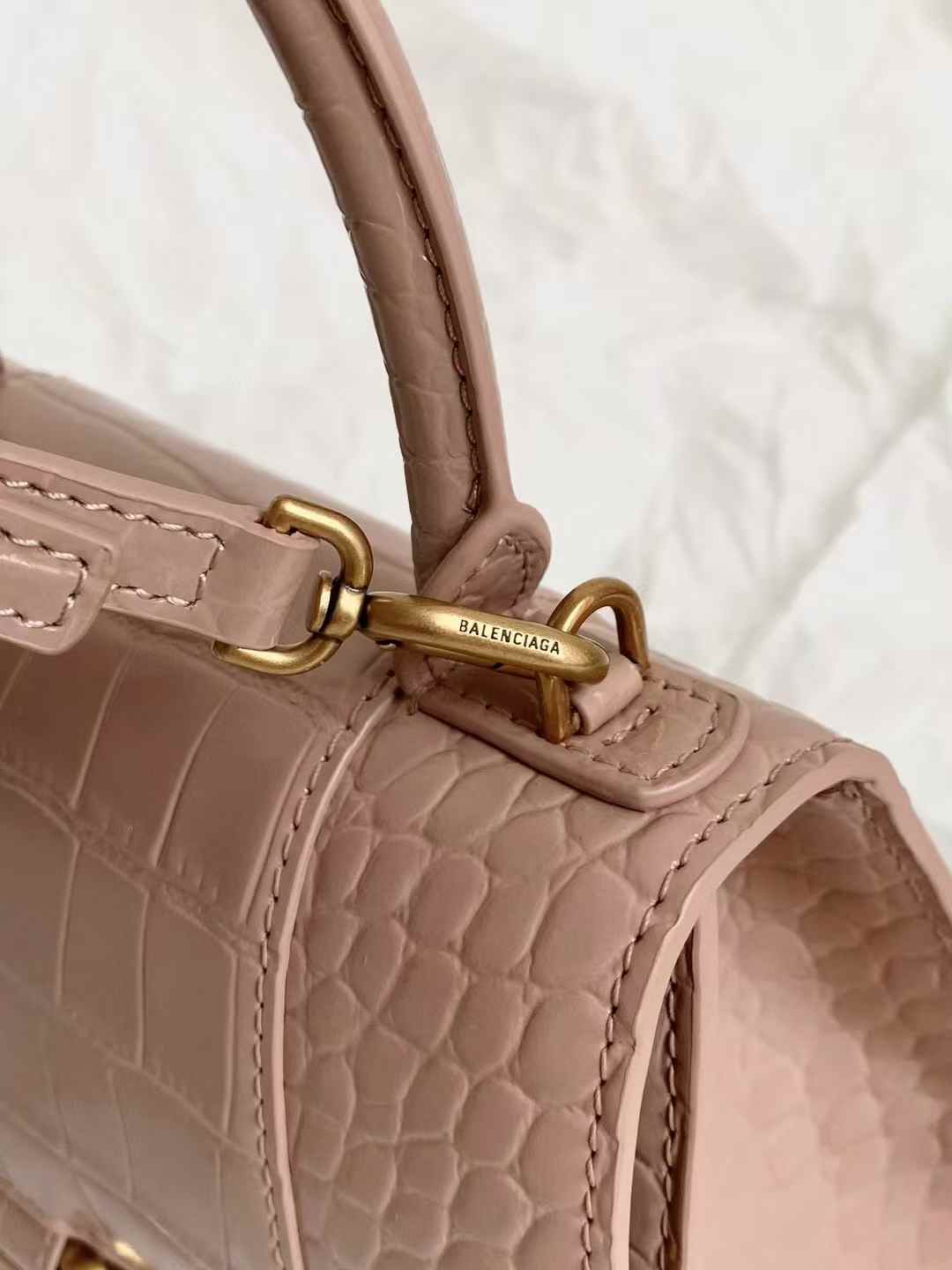 Balenciaga Women’s Hourglass Handbag Small in Nude view 7