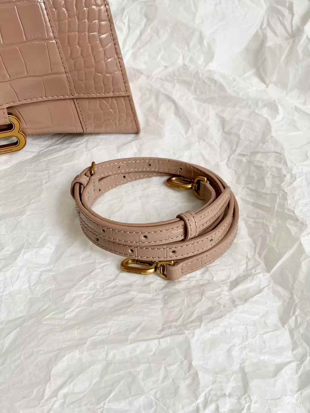 Balenciaga Women’s Hourglass Handbag Small in Nude view 9