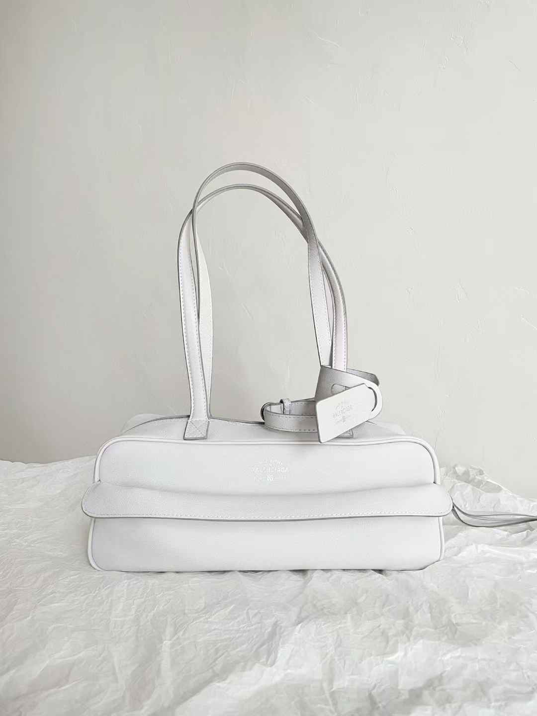Balenciaga Women’s Carrie Bowling Bag Small in White view 2