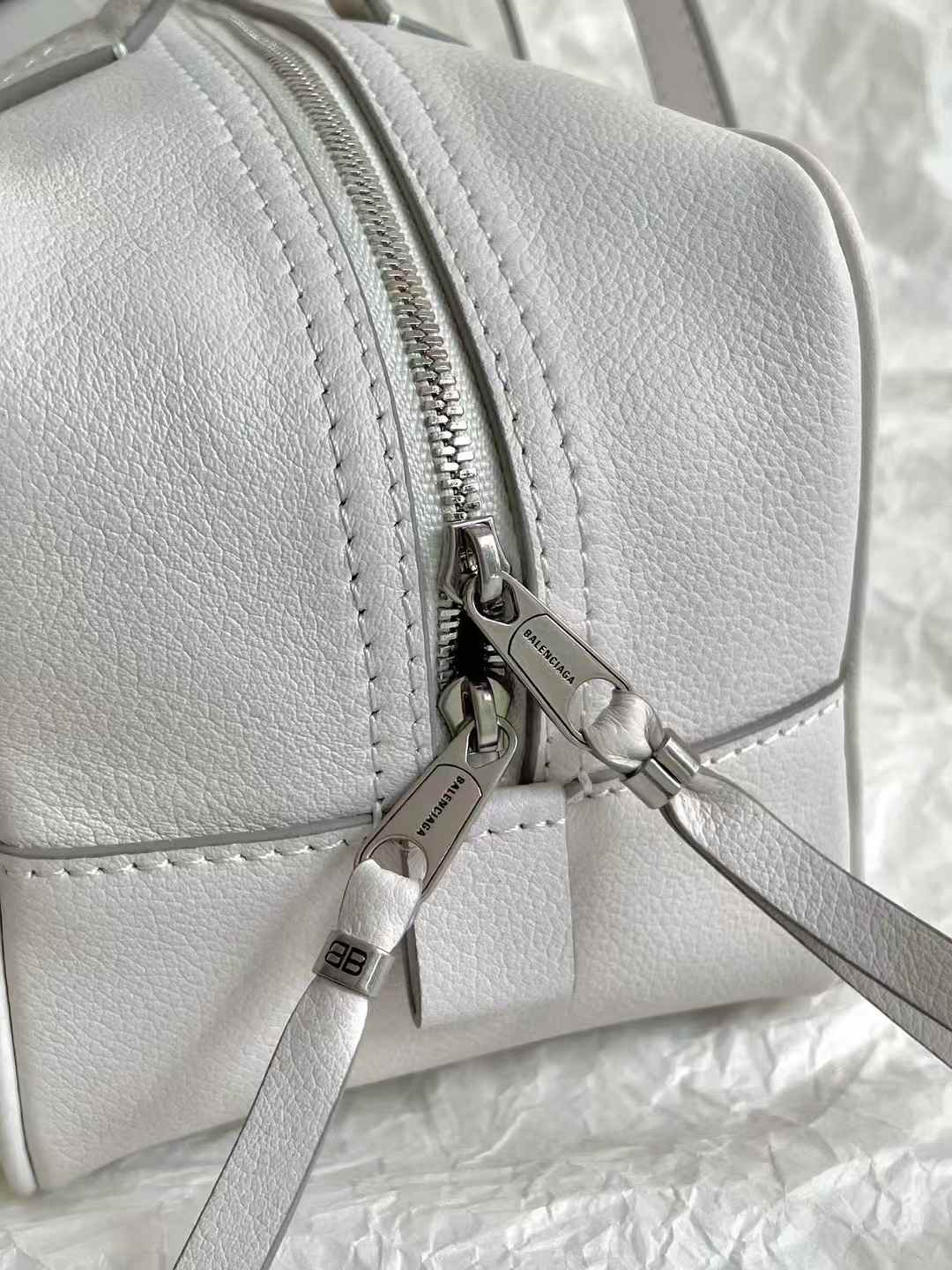 Balenciaga Women’s Carrie Bowling Bag Small in White view 7