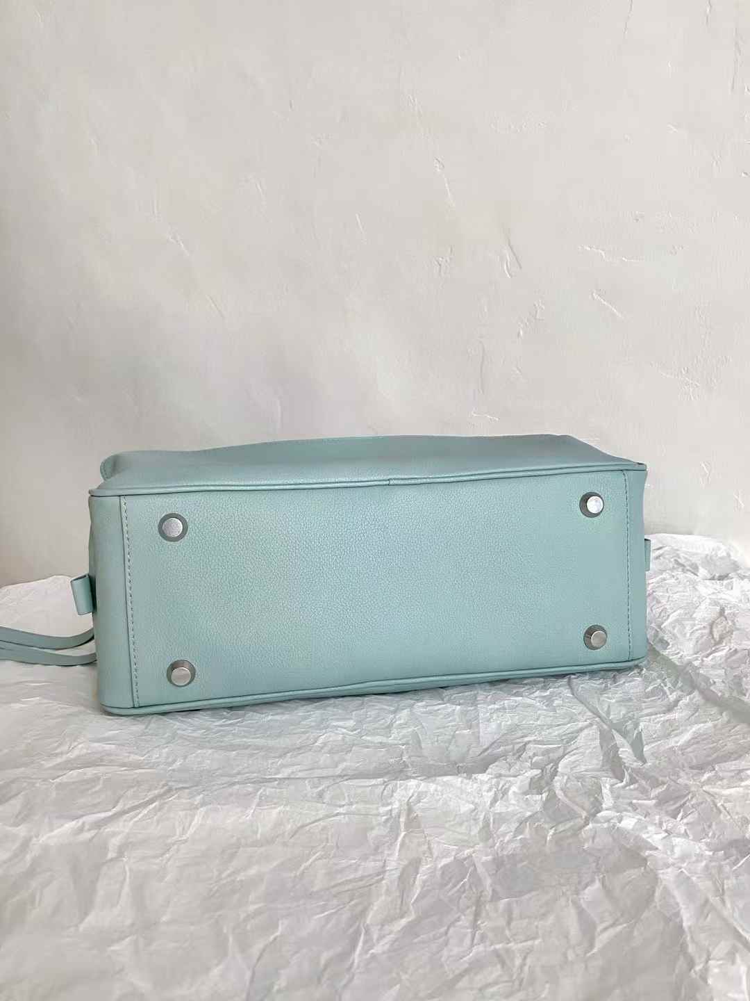 Balenciaga Women’s Carrie Bowling Bag in Mineral Green view 3