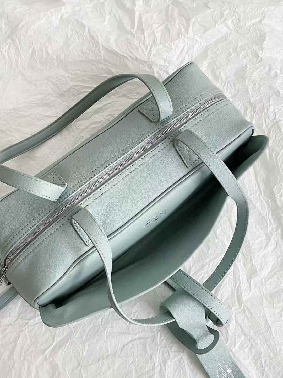 Balenciaga Women’s Carrie Bowling Bag in Mineral Green view 4