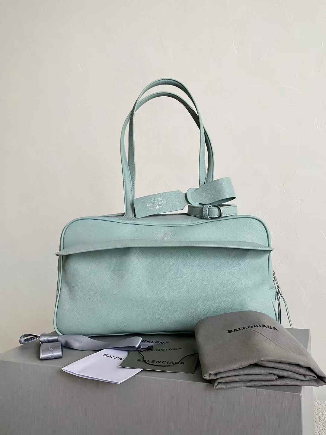 Balenciaga Women’s Carrie Bowling Bag in Mineral Green view 1