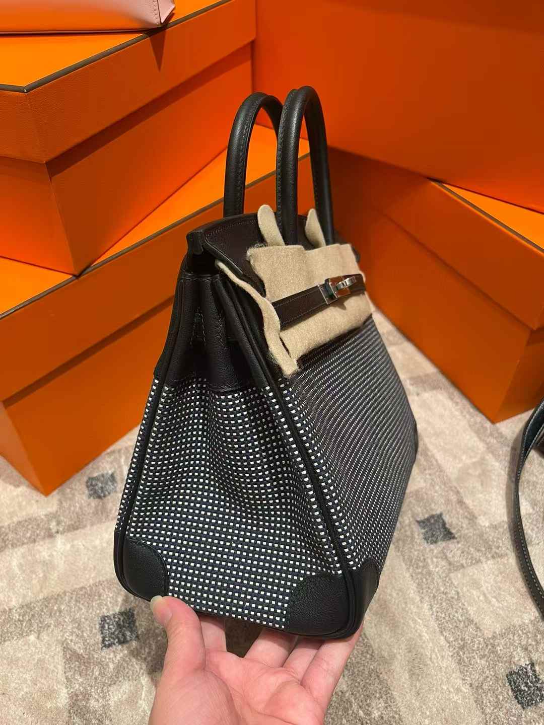 Hermès BIRKIN 25 Waffle plaid view 2