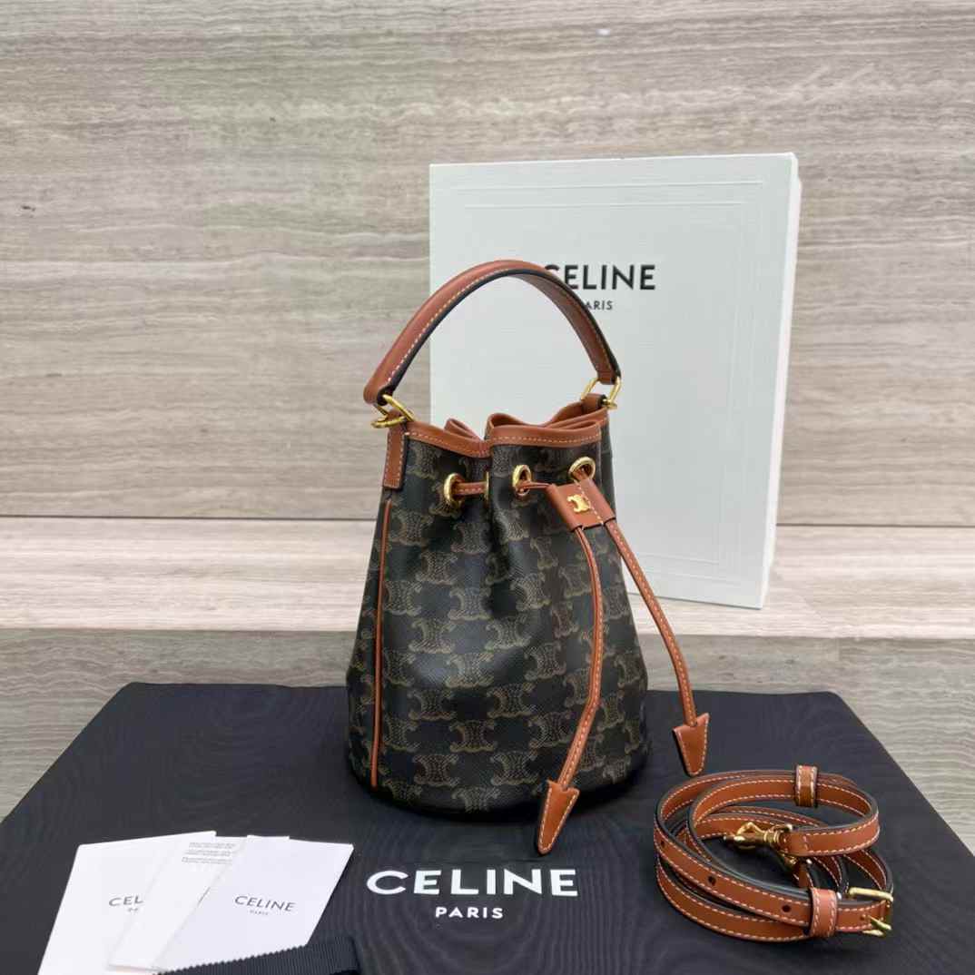 Celine TEEN CLARA BAG IN Triomphe Canvas and calfskin view 3