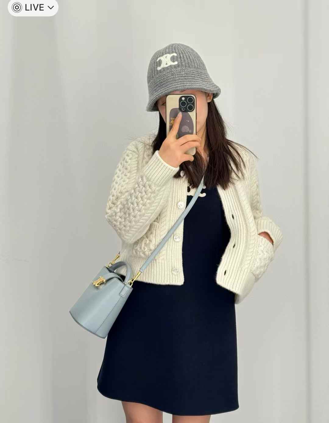 Celine MINI BUCKET LOUISE IN smooth calfskin view 9