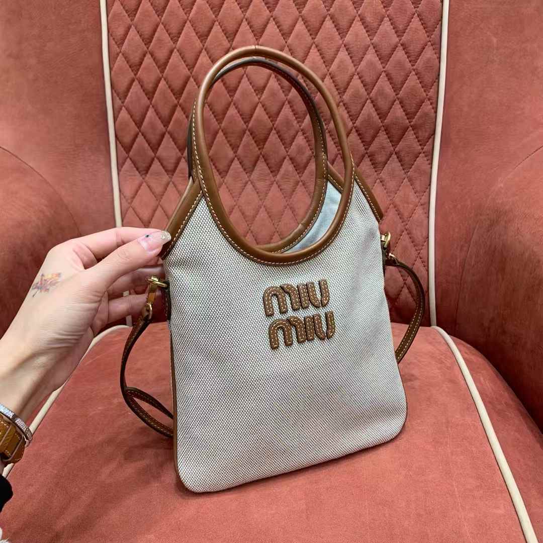 Miu Miu IVY canvas and leather bag view 1