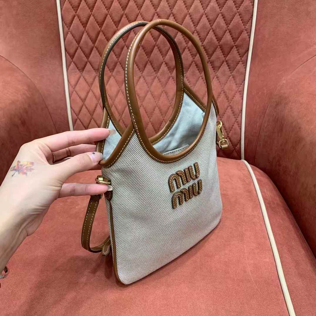 Miu Miu IVY canvas and leather bag view 3