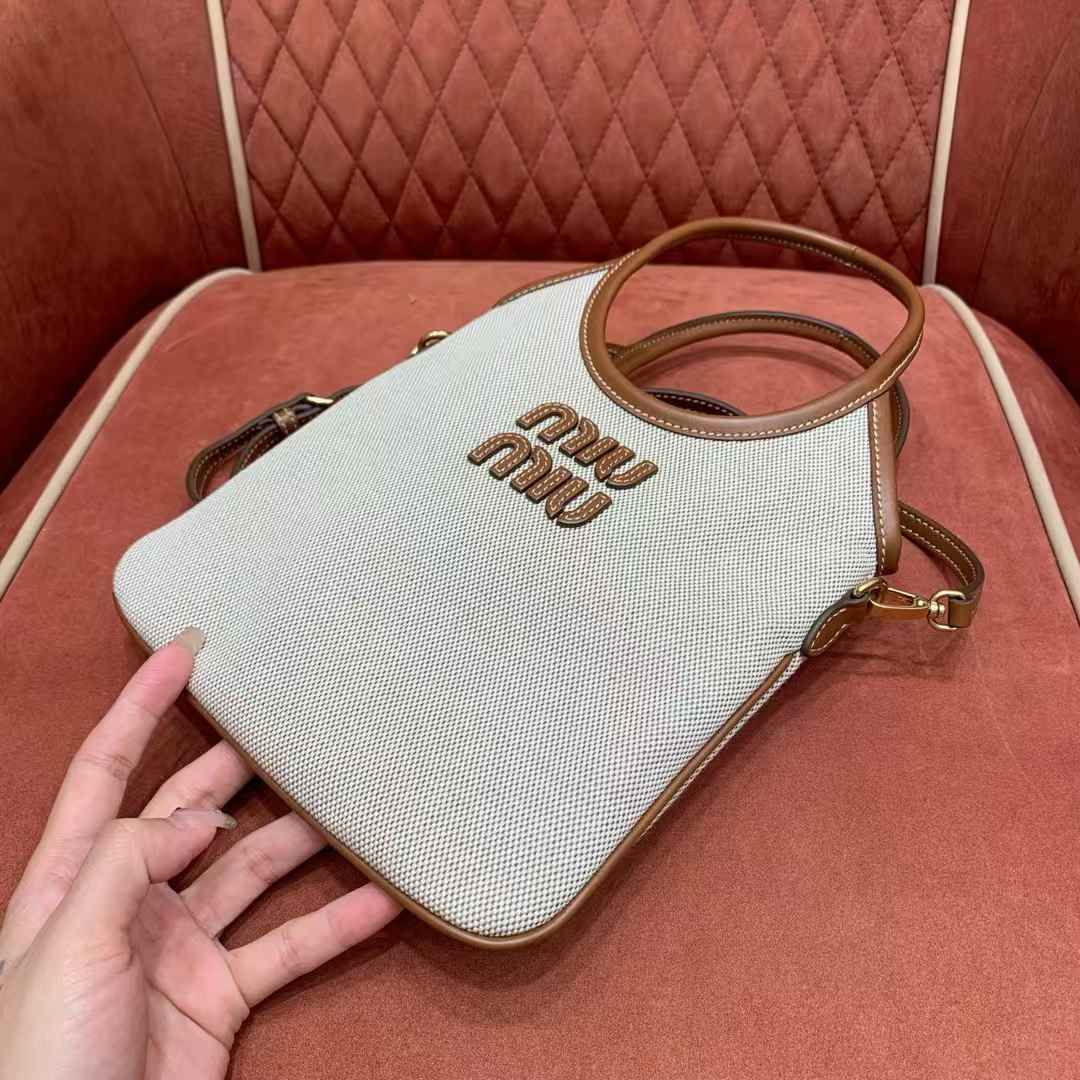 Miu Miu IVY canvas and leather bag view 4