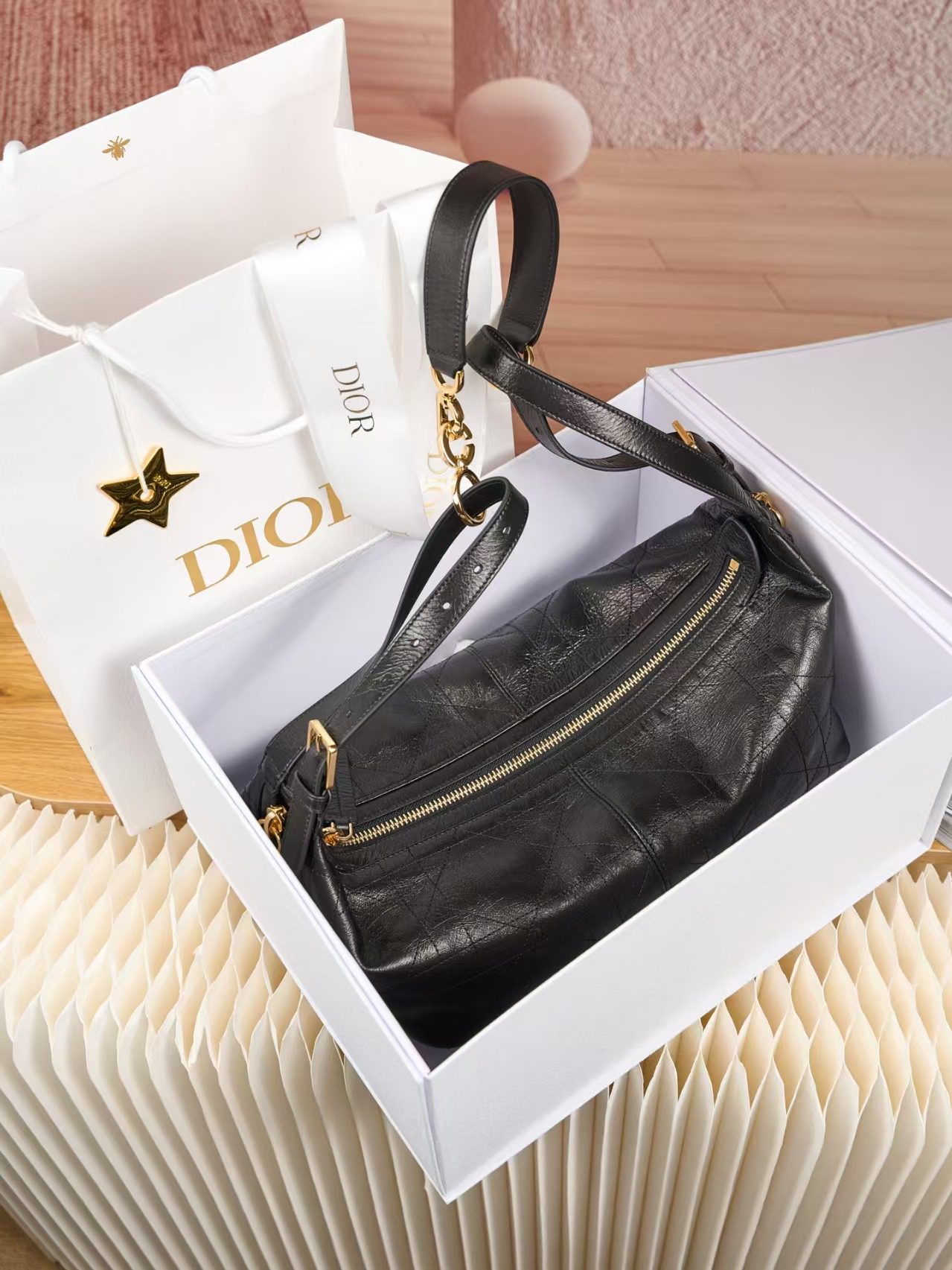 Dior D-Journey Bag in Crinkled Calfskin view 2
