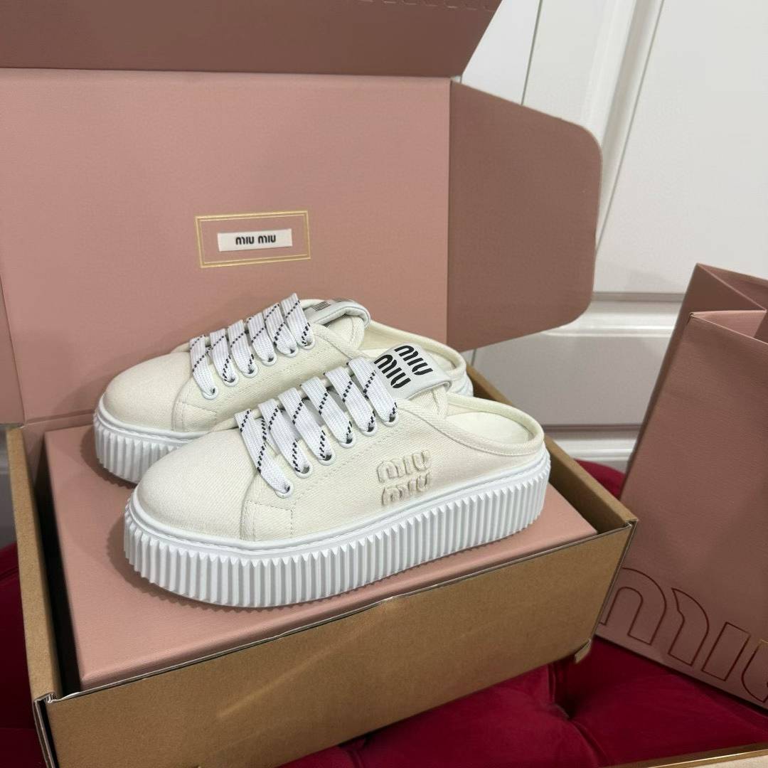 Miu Miu 2025 Platform canvas shoes view 3