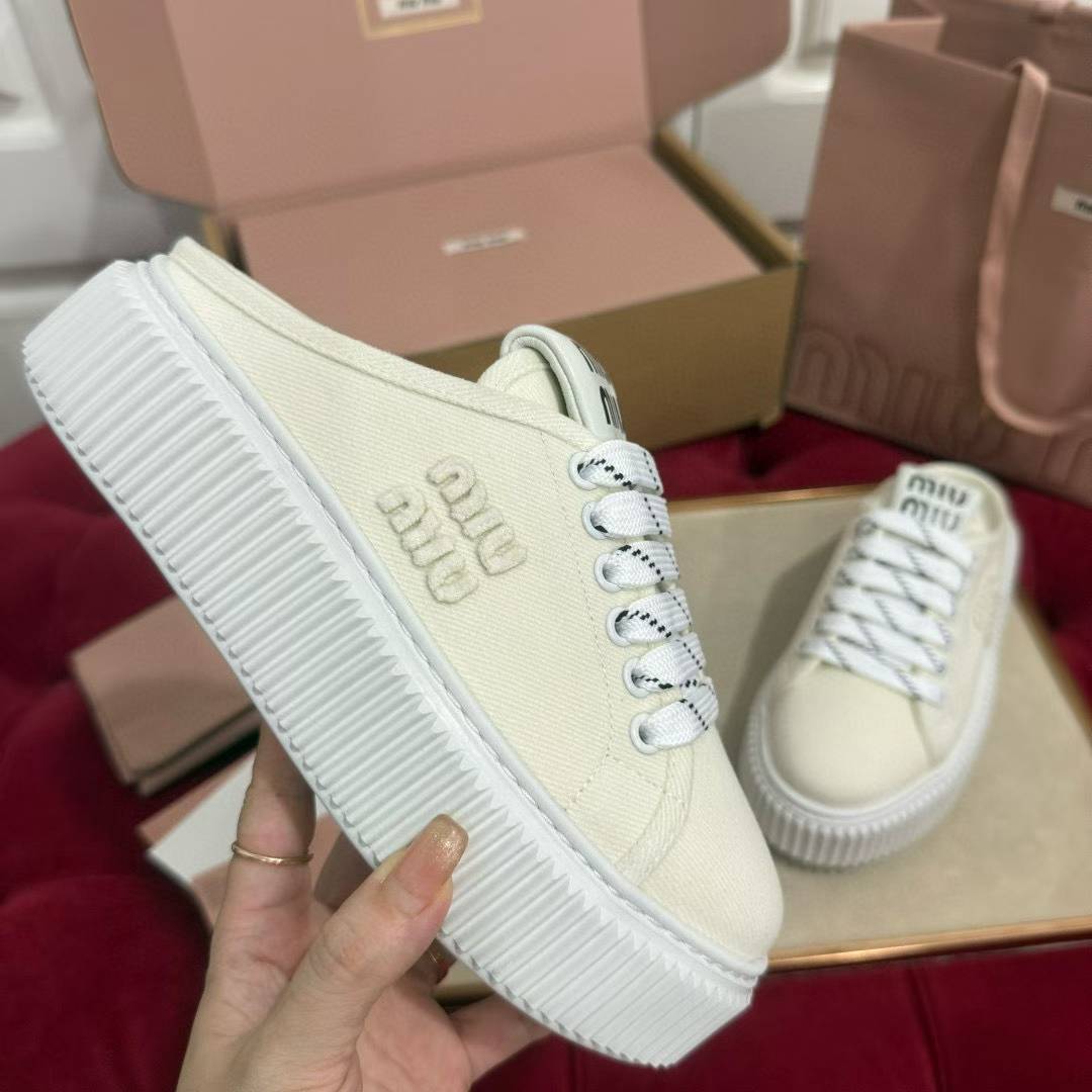 Miu Miu 2025 Platform canvas shoes view 6