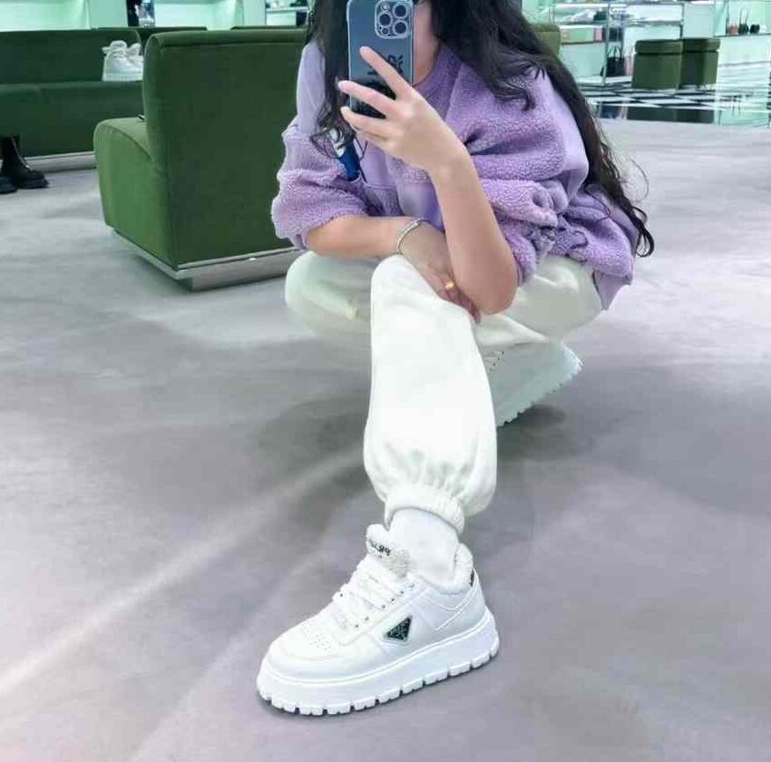 Prada Lamb fur sneakers view 1